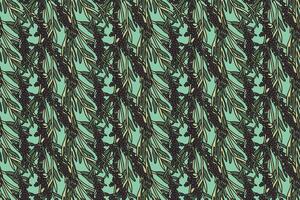 Botanical olive plant branches with leaves and berries abstract seamless pattern illustration. Repeating Olive tree in turquoise colors background. Graphic design for Wallpaper Print Cover Greeting vector