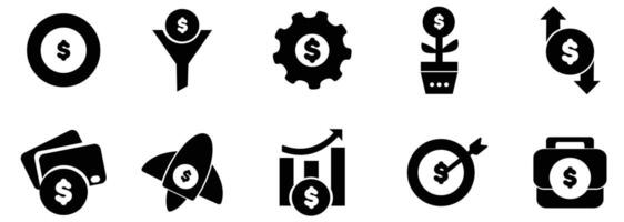 Colorful Dollar Coin Collection With Black Solid Color Style Icon vector