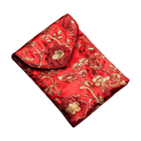 Red envelope with golden decorative Chinese new year patterns ornament isolated on transparent background png