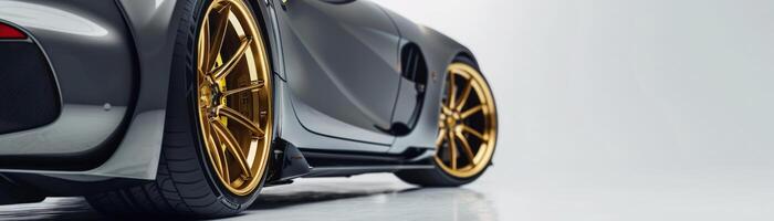 Luxury Car with Gold Wheels. photo