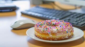 A Sprinkle of Sweetness on a Busy Desk. photo