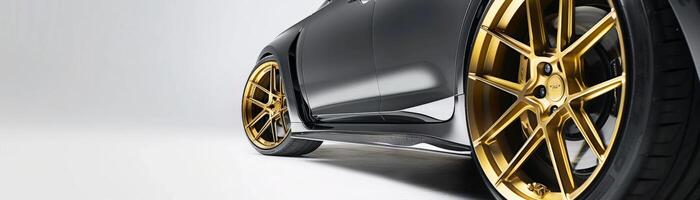 Luxury Car with Gold Wheels on White Background photo