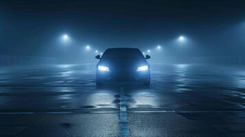 A Car in Foggy Night. photo