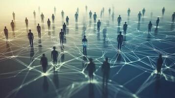 People are connected to each other in a network photo