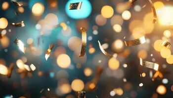 Golden Confetti Celebration Festive Background Sparkle Party photo
