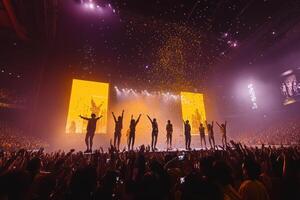 Energetic Concert K-Pop Band's Thrilling Performance Amidst a Shower of Confetti photo