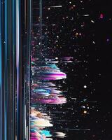 Abstract Glitch Art Digital Landscape Vibrant Hues and Light Streaks in Motion photo