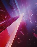 Abstract Digital Art Ascending Through Shattered Prisms of Crimson and Violet photo