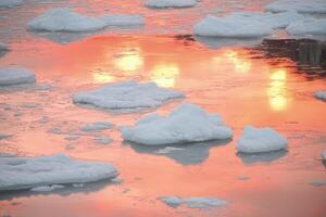 Ice floes are floating in the water photo