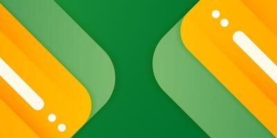 Abstract overlap colorful orange and green square background. Trendy papercut design pattern. vector