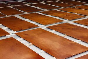 Textures of Nature A Composition of Rustic Wooden Boards Lined Up Elegantly, Showcasing Unique Patterns and Warm Tones. photo