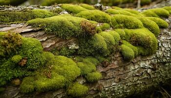 close-up of rough bark detailed with moss and cracks photo