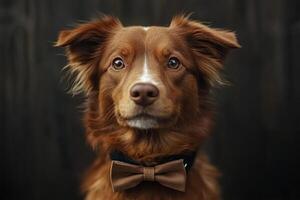Sophisticated dog with bow tie looking elegant and charming photo