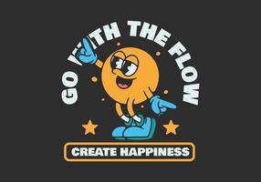 Go with the flow. Happy character in dance pose, dark background vector