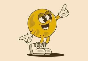 Retro ball head character in dance pose vector