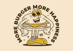 The Standing burger character in happy face vector