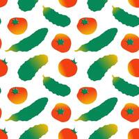 Seamless pattern with cucumbers and tomatoes. Vegetables. Repeating print vector