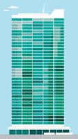modern tall skyscraper skyline office tower with blue color tone and windows on blue sky background and random gradient reflect mirror vector