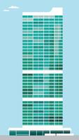 modern tall skyscraper skyline with blue color tone and windows on blue sky background and random gradient reflect mirror vector