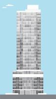 modern tall skyscraper skyline with grey color tone and windows on blue sky background and reflect mirror vector