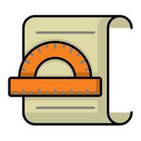 Protactor and document icon. office material icon. lineal color vector