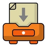inbox icon. office material icon. lineal color vector