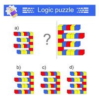 Logic game. IQ training test. Find the correct net. Practice worksheet for kids. vector