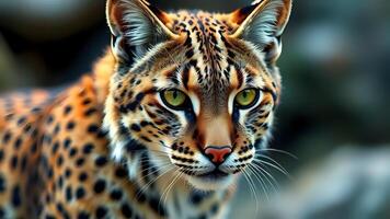 Iberian Lynx Close Up with Blur Background photo