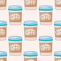 Seamless pattern with a paper cup of coffee. Endless texture vector