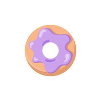 A doughnut with purple icing. Flat illustration, isolated object vector