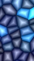 Realistic abstract looping animation shining polygonal mosaic cubes pattern. soft blue glass crystal. irregular shape. video