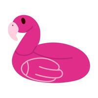 Flamingo swimming circle. Inflatable rubber ring in the shape of a pink flamingo. A mattress for swimming. Summer theme. A subject denoting rest and tropical vacations vector