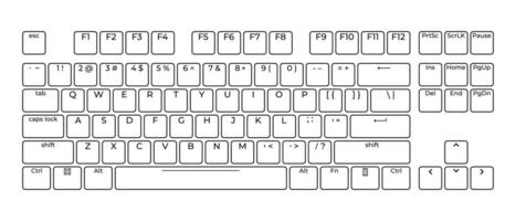 Computer keyboard button layout template with letters for graphic use Modern computer keyboard. illustration vector