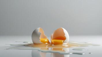 Two Broken Eggs with Golden Yolks and Runny Egg Whites. photo