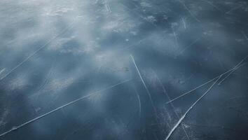 Blue textured background with marks from ice skating and hockey. photo