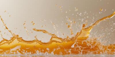 Golden Liquid Splash Dynamic Amber Fluid Texture Abstract Background. photo