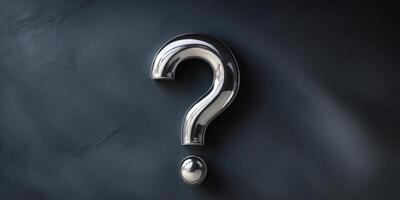 Metallic Question Mark on Dark Textured Background photo