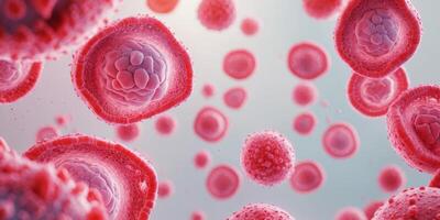 Microscopic Close up of Red and Pink Cells Cellular Structure Biological Background. photo