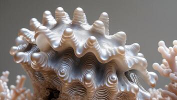 Close up of an intricate coral barnacle with unique shape and pearl like textures photo