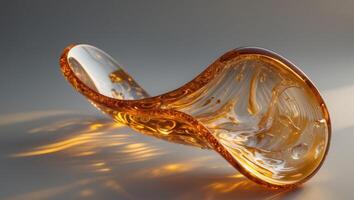 Captivating amber glass texture illuminated by warm light creating a unique abstract formation photo