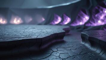 Dark Textured Surface Glowing Lights Abstract Design Background. photo