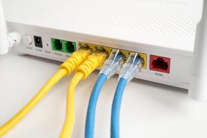 Ethernet cable with wireless router connect to internet service photo