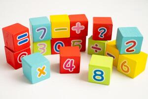 Math number colorful on white background, education study mathematics photo