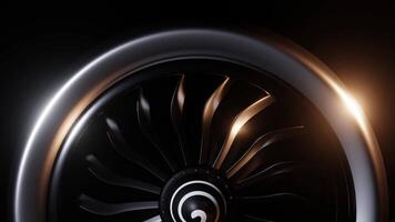 Spinning Airplane Engine Half Front View with Detailed Blades and Dynamic Motion in 3D Animation Loop Animation video