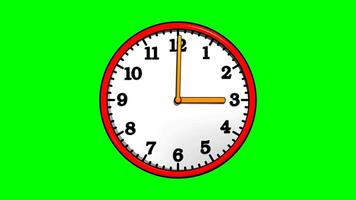 Wall Clock with Spinning Minute and Hour Hands on a Green Screen Background Loop Animation video