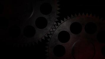Two Spinning Gear Wheels with Precise Motion on Dark Background in 3D Animation Loop Animation video