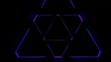 Spinning Neon Triangle on Dark Background in 3D Animation video