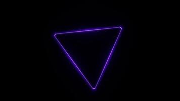 Spinning Neon Triangle with Glowing Lights on Dark Background in 3D Animation video