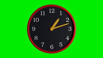 Analog Working Wall Clock with Spinning Needles in Loop Animation on Green Screen Background video