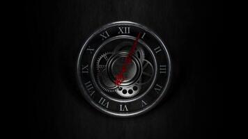 alt Silber analog Uhr mit römisch Ziffern und Spinnen zweite Hand im Schleife Animation video